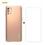 For Motorola Moto G9 Plus Hat-Prince ENKAY Clear TPU Shockproof Case Soft Anti-slip Cover + 0.26mm 9H 2.5D Tempered Glass Protector Film