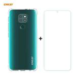 For Motorola Moto G9 / G9 Play Hat-Prince ENKAY Clear TPU Shockproof Case Soft Anti-slip Cover + 0.26mm 9H 2.5D Tempered Glass Protector Film