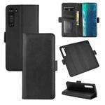 For Motorola Edge Dual-side Magnetic Buckle Horizontal Flip Leather Case with Holder & Card Slots & Wallet(Black)