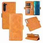 For Motorola Edge Dual-side Magnetic Buckle Horizontal Flip Leather Case with Holder & Card Slots & Wallet(Yellow)