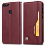 Knead Skin Texture Horizontal Flip Leather Case for Huawei P smart / Enjoy 7S, with Photo Frame & Holder & Card Slots & Wallet(Wine Red)
