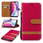 Color Matching Denim Texture Leather Case for Huawei  P20 Lite & Nove 3e , with Holder & Card Slots & Wallet & Lanyard(Rose Red)