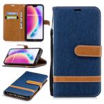 Color Matching Denim Texture Leather Case for Huawei  P20 Lite & Nove 3e , with Holder & Card Slots & Wallet & Lanyard(Dark Blue)