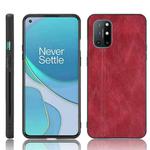 For OnePlus 8T Shockproof Sewing Cow Pattern Skin PC + PU + TPU Case(Red)
