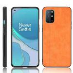 For OnePlus 8T Shockproof Sewing Cow Pattern Skin PC + PU + TPU Case(Orange)