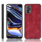 For OPPO Realme 7 Pro Shockproof Sewing Cow Pattern Skin PC + PU + TPU Case(Red)