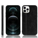 For iPhone 12 / 12 Pro Shockproof Sewing Cow Pattern Skin PC + PU + TPU Case(Black)