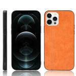 For iPhone 12 Pro Max Shockproof Sewing Cow Pattern Skin PC + PU + TPU Case(Orange)