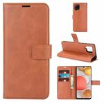 For Samsung Galaxy A42 5G Retro Calf Pattern Buckle Horizontal Flip Leather Case with Holder & Card Slots & Wallet(Light Brown)