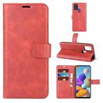 For Samsung Galaxy A21S Retro Calf Pattern Buckle Horizontal Flip Leather Case with Holder & Card Slots & Wallet(Red)