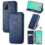 For OnePlus 8T Cubic Grid Pressed Horizontal Flip Magnetic PU Leather Case with Holder & Card Slots & Wallet(Blue)