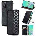 For OnePlus 8T Cubic Grid Pressed Horizontal Flip Magnetic PU Leather Case with Holder & Card Slots & Wallet(Black)