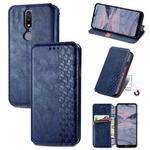 For Nokia 2.4 Cubic Grid Pressed Horizontal Flip Magnetic PU Leather Case with Holder & Card Slots & Wallet(Blue)