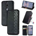 For Nokia 2.4 Cubic Grid Pressed Horizontal Flip Magnetic PU Leather Case with Holder & Card Slots & Wallet(Black)
