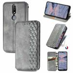 For Nokia 2.4 Cubic Grid Pressed Horizontal Flip Magnetic PU Leather Case with Holder & Card Slots & Wallet(Grey)