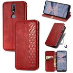 For Nokia 2.4 Cubic Grid Pressed Horizontal Flip Magnetic PU Leather Case with Holder & Card Slots & Wallet(Red)