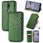 For Nokia 2.4 Cubic Grid Pressed Horizontal Flip Magnetic PU Leather Case with Holder & Card Slots & Wallet(Green)