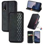 For vivo Y20 Cubic Grid Pressed Horizontal Flip Magnetic PU Leather Case with Holder & Card Slots & Wallet(Black)