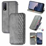 For vivo Y20 Cubic Grid Pressed Horizontal Flip Magnetic PU Leather Case with Holder & Card Slots & Wallet(Grey)