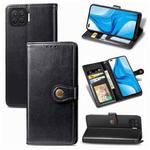For OPPO F17 Pro Retro Solid Color Leather Buckle Phone Case with Lanyard & Photo Frame & Card Slot & Wallet & Stand Function(Black)