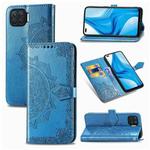 For OPPO F17 Pro Mandala Flower Embossed Horizontal Flip Leather Case with Bracket / Card Slot / Wallet / Lanyard(Blue)