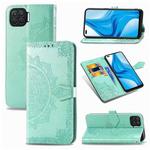 For OPPO F17 Mandala Flower Embossed Horizontal Flip Leather Case with Bracket / Card Slot / Wallet / Lanyard(Green)