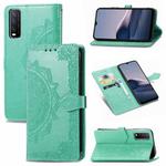 For vivo Y20 Mandala Flower Embossed Horizontal Flip Leather Case with Bracket / Card Slot / Wallet / Lanyard(Green)