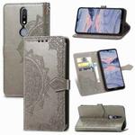 For Nokia 2.4 Mandala Flower Embossed Horizontal Flip Leather Case with Bracket / Card Slot / Wallet / Lanyard(Gray)