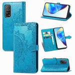 For Xiaomi Mi 10T / Redmi K30S Mandala Flower Embossed Horizontal Flip Leather Case with Bracket / Card Slot / Wallet / Lanyard(Blue)