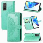 For Xiaomi Mi 10T / Redmi K30S Mandala Flower Embossed Horizontal Flip Leather Case with Bracket / Card Slot / Wallet / Lanyard(Green)