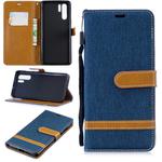 Color Matching Denim Texture Leather Case for Huawei P30 Pro, with Holder & Card Slots & Wallet & Lanyard(Dark Blue)