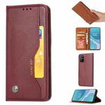 For OnePlus 8T Knead Skin Texture Horizontal Flip Leather Case with Photo Frame & Holder & Card Slots & Wallet(Wine Red)