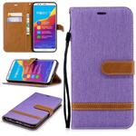 Color Matching Denim Texture Leather Case for Huawei Honor 7C / Enjoy 8, with Holder & Card Slots & Wallet & Lanyard(Purple)