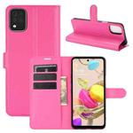 For LG K42 Litchi Texture Horizontal Flip Protective Case with Holder & Card Slots & Wallet(Rose red)