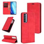 For OPPO Reno4 Pro 4G Retro-skin Business Magnetic Suction Leather Case with Holder & Card Slots & Wallet(Red)