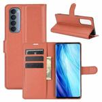 For OPPO Reno4 Pro 4G Litchi Texture Horizontal Flip Protective Case with Holder & Card Slots & Wallet(Brown)