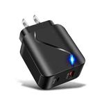 LZ-819A+C QC3.0 USB + PD 18W USB-C / Type-C Interfaces Travel Charger with Indicator Light, US Plug(Black)