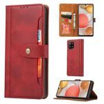 For Samsung Galaxy A42 Calf Texture Double Fold Clasp Horizontal Flip Leather Case with Photo Frame & Holder & Card Slots & Wallet(Red)