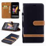 Color Matching Denim Texture Leather Case for Huawei Honor 7X, with Holder & Card Slots & Wallet & Lanyard(Black)