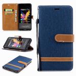 Color Matching Denim Texture Leather Case for Huawei Honor 7X, with Holder & Card Slots & Wallet & Lanyard(Dark Blue)