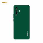 For vivo X50 Hat-Prince ENKAY ENK-PC074 Liquid Silicone Straight Edge Shockproof Protective Case(Dark Green)