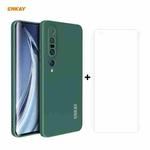 For Xiaomi Mi 10 Pro 5G Hat-Prince ENKAY ENK-PC0762 Liquid Silicone Straight Edge Shockproof Protective Case  + 3D Full Screen PET Curved Hot Bending HD Screen Protector Soft Film(Dark Green)