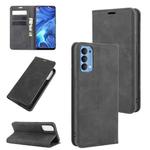 For OPPO Reno4 4G Retro-skin Business Magnetic Suction Leather Case with Holder & Card Slots & Wallet(Black)