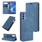For OPPO Reno4 4G Retro-skin Business Magnetic Suction Leather Case with Holder & Card Slots & Wallet(Dark Blue)