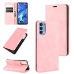 For OPPO Reno4 4G Retro-skin Business Magnetic Suction Leather Case with Holder & Card Slots & Wallet(Pink)