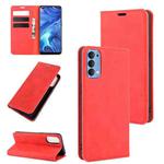 For OPPO Reno4 4G Retro-skin Business Magnetic Suction Leather Case with Holder & Card Slots & Wallet(Red)