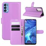 For OPPO Reno4 4G Litchi Texture Horizontal Flip Protective Case with Holder & Card Slots & Wallet(Purple)