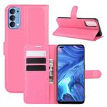 For OPPO Reno4 4G Litchi Texture Horizontal Flip Protective Case with Holder & Card Slots & Wallet(Rose Red)