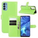 For OPPO Reno4 4G Litchi Texture Horizontal Flip Protective Case with Holder & Card Slots & Wallet(Green)