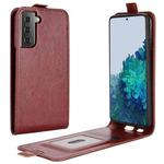 For Samsung Galaxy S21 5G R64 Texture Single Vertical Flip Leather Protective Case with Card Slots & Photo Frame(Brown)